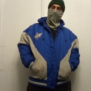 LOGO 7 Blue and Gray Puffer Jacket